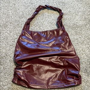 Faux leather halter going out top